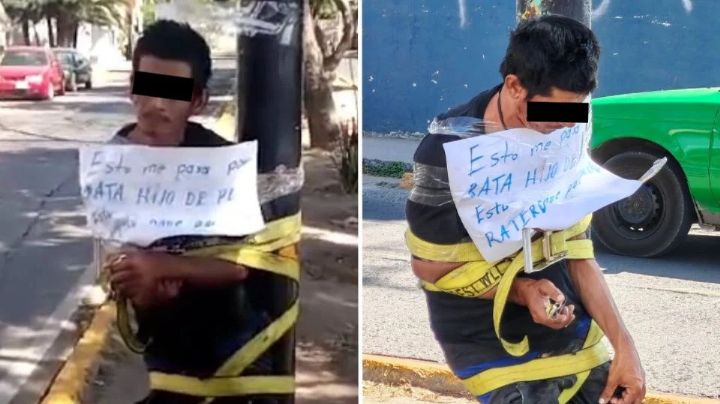 (VIDEO) 'Esto me pasa por rata': vecinos hartos de los robos amarran a ladrón en León