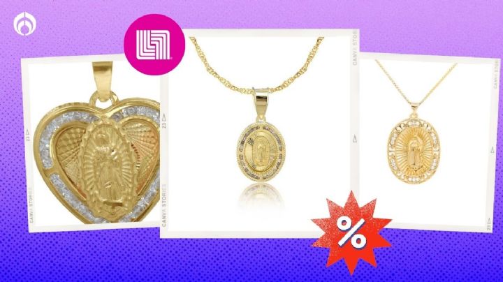 15 collares con dije de la Virgen de Guadalupe en oro de 14 y 10 kilates que Liverpool rebaja