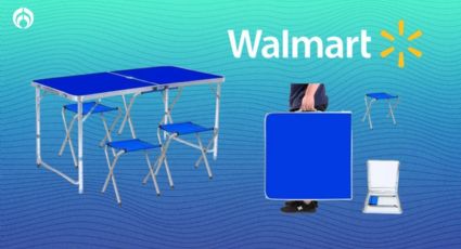 Walmart remata set de mesa plegable con 4 bancos que soportan hasta 100 kilos de peso