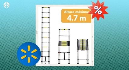 Walmart remata escalera telescópica de 4.7 metros; soporta hasta 150 kilos y está reforzada