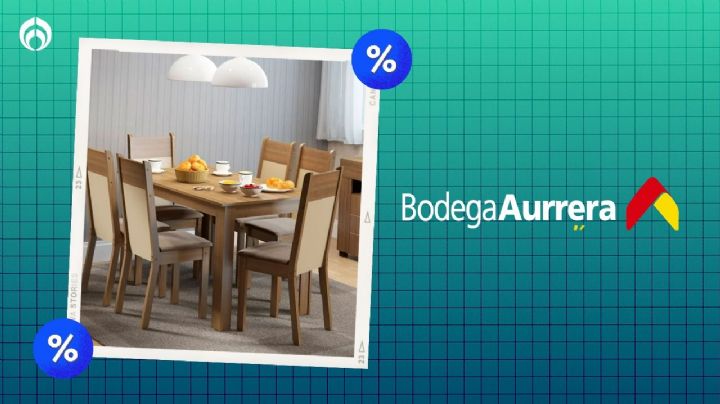 Bodega Aurrera remata comedor para 6 personas en elegante color perla; ideal para casas pequeñas