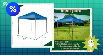 La carpa azul plegable, impermeable y resistente a los rayos del sol que Bodega Aurrera está rematando