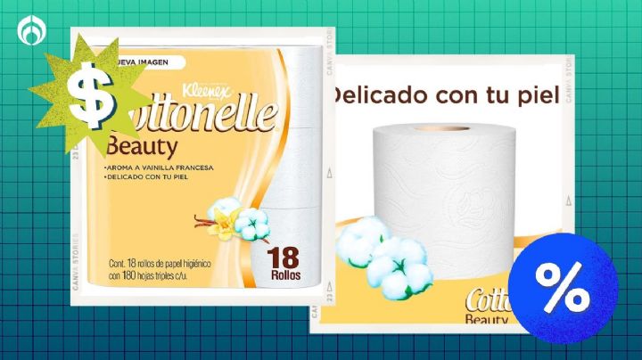 Chedraui desploma el precio del papel de baño Kleenex Cottonelle Beauty de 18 rollos con hojas triples