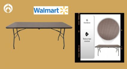 Walmart remata esta mesa plegable tipo ratán, de 1.8M, resistente y perfecta para tu negocio