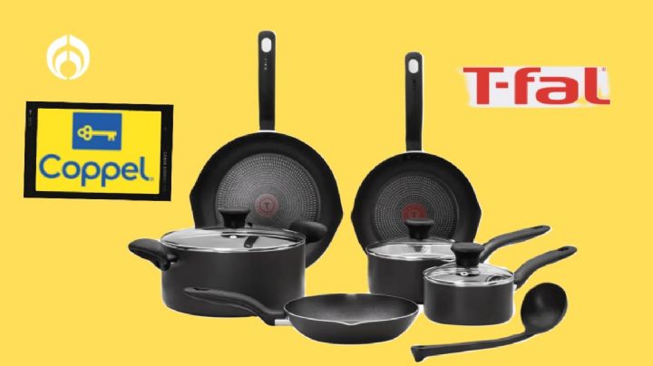 Coppel remata esta batería T-fal de 10 piezas, ¡no se le va a pegar nada!