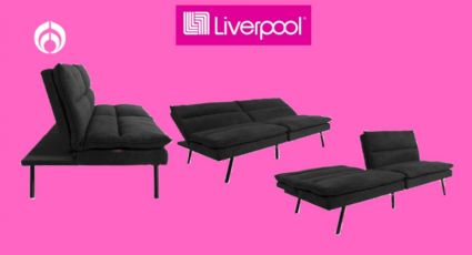 Liverpool baja a mitad de precio este elegante sofá cama de material super resistente