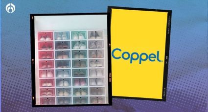 Coppel remata caja de zapatos de plástico apilable ideal para ahorrar espacio dentro de casa