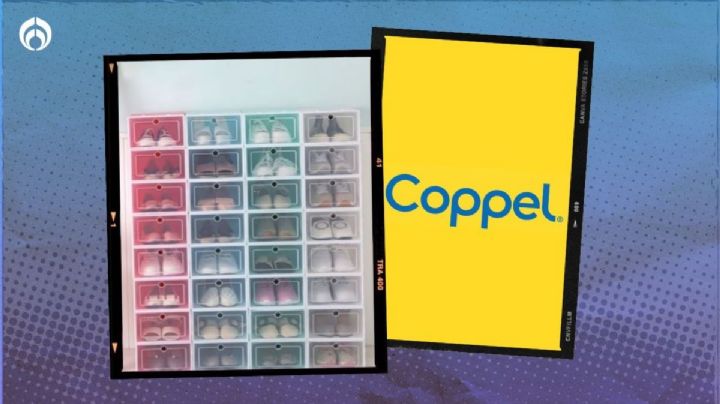 Coppel remata caja de zapatos de plástico apilable ideal para ahorrar espacio dentro de casa