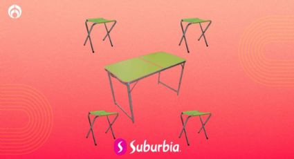 Suburbia desploma el precio del combo de mesa y bancos plegables que soportan 85 kg de aluminio