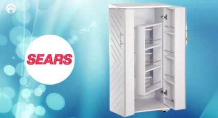 Sears liquida alacena inteligente con despensero y accesorio giratorio; ¡soporta un microondas!