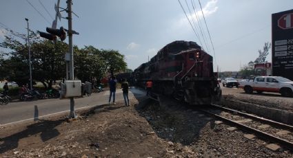 (VIDEO) Se lo llevó de corbata: así quedo un tráiler por querer ganarle al tren en Veracruz