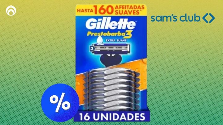 Sam's Club rebaja combo de 16 rastrillos Gillette Prestobarba 3 con navajas móviles de larga duración