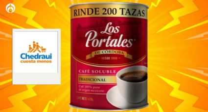 Chedraui hace descuentote al café soluble Los Portales de 400 g, que rinde hasta 200 tazas