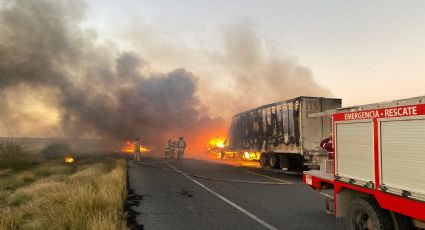 Incendio de tráileres deja dos choferes muertos en Nuevo León