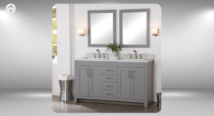 Home Depot aplica descuentazo al mueble para lavabo doble de mármol y gabinetes elegantes