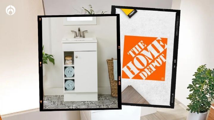 Home Depot rebaja mueble para baño con 3 repisas y 1 puerta resistente a manchas y sarro