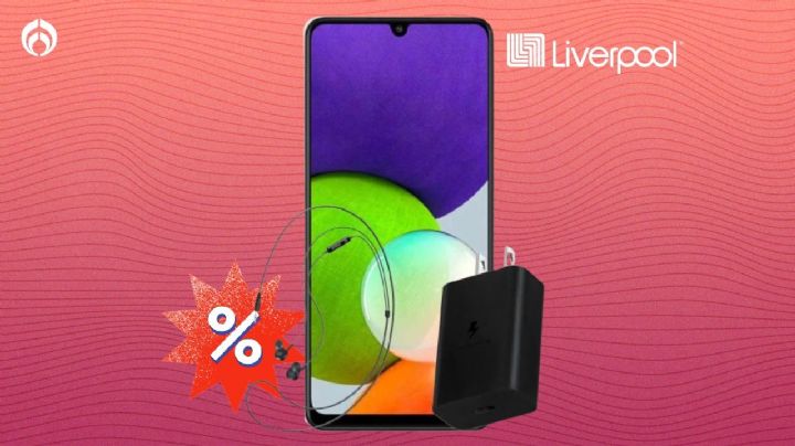 Liverpool remata a más del 50% el smartphone Samsung Galaxy A22 que incluye audífonos