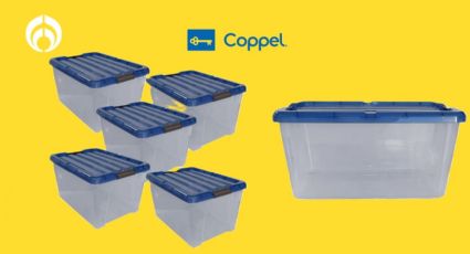 Coppel puso a buen precio este paquete de 5 contenedores de 42 litros super resistentes