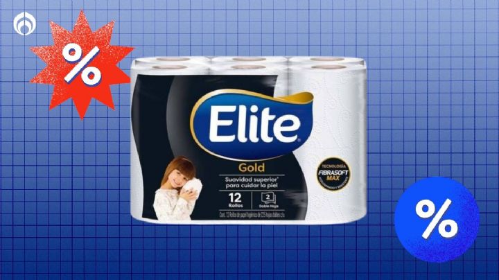 Soriana hace descuentote del 50% al paquete de 12 rollos del papel de baño Elite ultra resistente