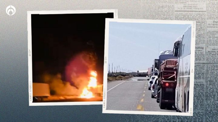 Se 'calienta' Sonoyta: grupo armado ataca e incendia tráiler en medio de la carretera (VIDEO)