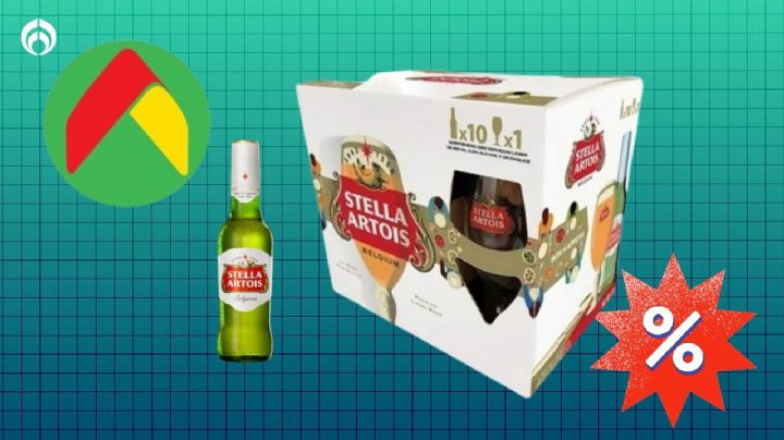 Bodega Aurrera hace descuentazo al cartón con 10 botellas de cerveza Stella Artois Lager