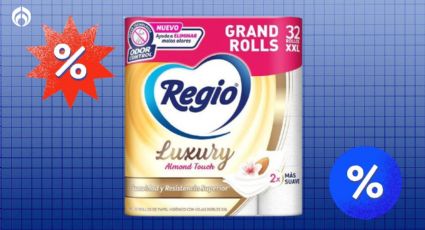 Soriana descuenta el 50% al paquete de 32 rollos del papel de baño Regio que elimina malos olores