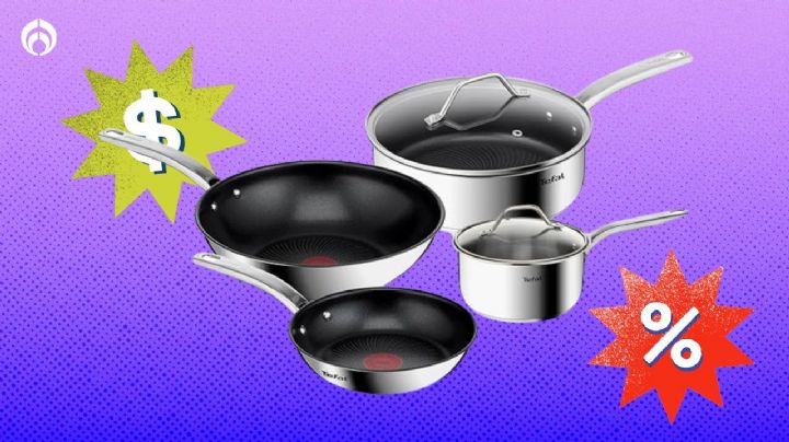 Bodega Aurrera remata la batería de cocina T-Fal de acero inoxidable premium con descuento de $1,200