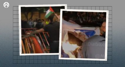 (VIDEO) Protesta propalestina se 'calienta' en CDMX: queman bandera de Israel afuera de embajada