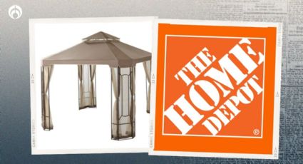 Home Depot remata elegante carpa con mosquitero para tapar el sol del jardín