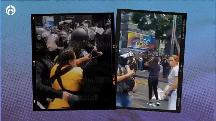 ¡Se dan hasta con elotes! Comerciantes y policías se enfrentan frente a Bellas Artes (VIDEOS)