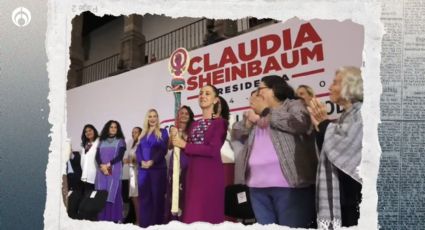 Sheinbaum recibe bastón de las mujeres; le entregan decálogo sobre agenda feminista