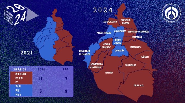 MAPA CDMX: Resultados de quién ganó en las 16 alcaldías, según PREP