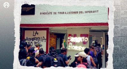 Protestan por retiro de bandera LGBT+ en Infonavit; realizan destrozos en sede sindical