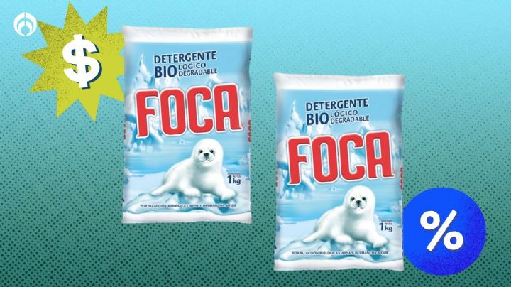 Bodega Aurrera remata 2 detergentes en polvo FOCA que remueven manchas difíciles y cuida el ambiente