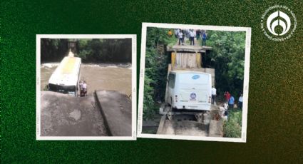 Autobús de pasajeros cae tras colapso de puente en Veracruz; hay 1 muerto y 6 heridos