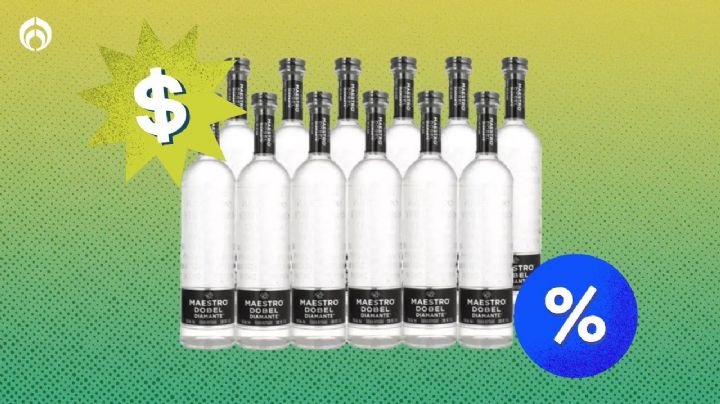 Bodega Aurrera le hace más del 50% de descuento al paquete de 12 tequilas Maestro Dobel Diamante