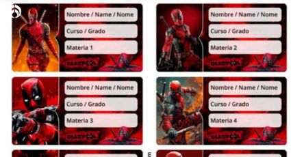 ¡Descarga gratis! Diseños de etiquetas para útiles escolares de Deadpool y Wolverine, listas para imprimir