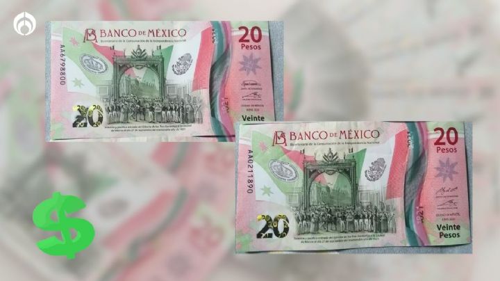 El par de billetes de 20 pesos de la serie AA por el que pagan hasta 500 mil pesos