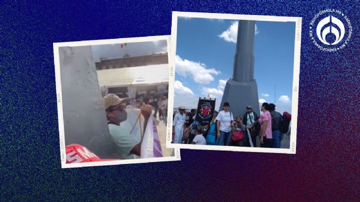 (VIDEO) Familiares de desaparecidos 'toman' el asta bandera del Zócalo; acusan amenazas