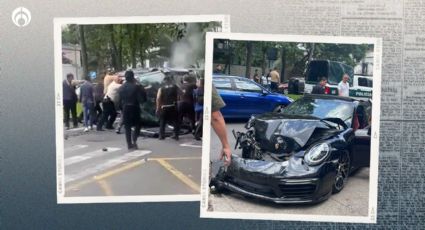 Miren cómo dejaron... a mi carro: Porsche queda destrozado tras choque en Polanco (VIDEOS)