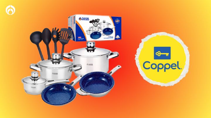 Coppel aplica descuentazo del 37 por ciento a esta batería Flavor Kitchen con 12 piezas de acero quirúrgico