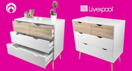 Liverpool aplica rebajota a esta cómoda cajonera, ideal para tu recámara o la sala