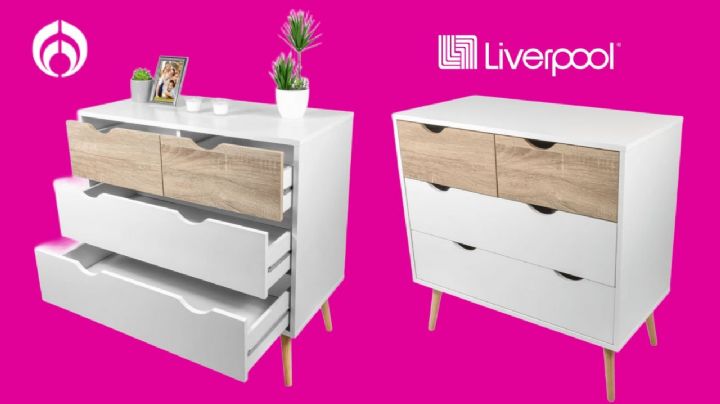 Liverpool aplica rebajota a esta cómoda cajonera, ideal para tu recámara o la sala