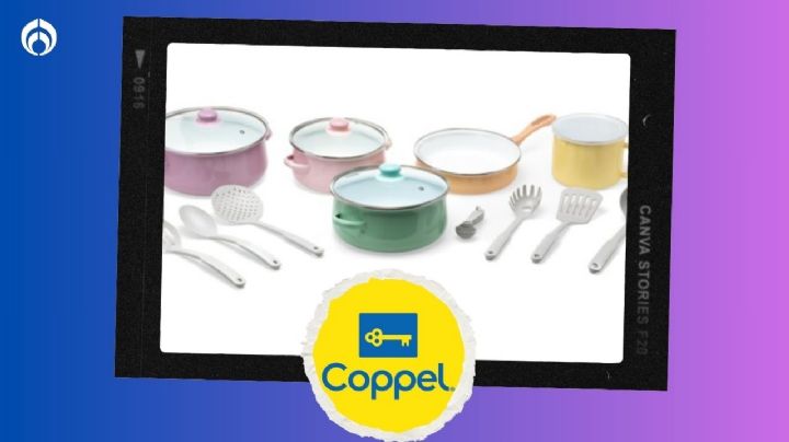 Coppel rebaja el precio de esta batería de cocina de colores con 20 piezas de acero vitrificado