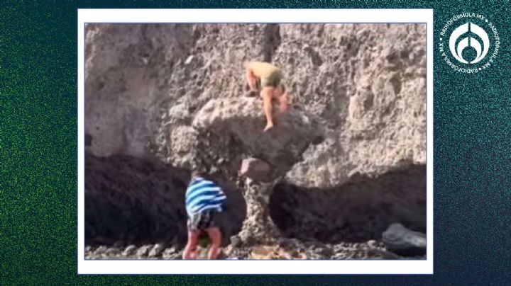 (VIDEO) Captan a turistas trepando famosa escultura natural de millones de años en La Paz