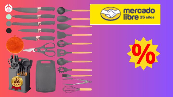 Mercado Libre remata este juego de 20 piezas de utensilios de cocina que no rayan tus cacerolas