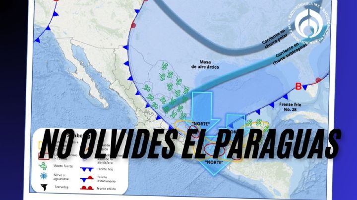 Frente frío llega con lluvias y granizo de norte a sur; habrá vientos de 90 km/h el miércoles