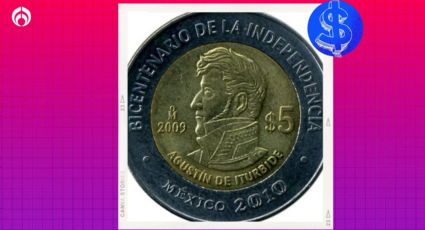 Pagan hasta 650 mil pesos por la rara moneda de 5 pesos con el rostro de Agustín de Iturbide